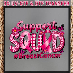 Support Squad DTF/UV DTF Transfer: Breast Cancer Awareness Ribbon
