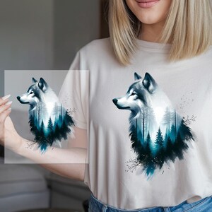 Forest Wolf DTF Transfer: Mystical Wildlife Art, DIY Iron-On image 2