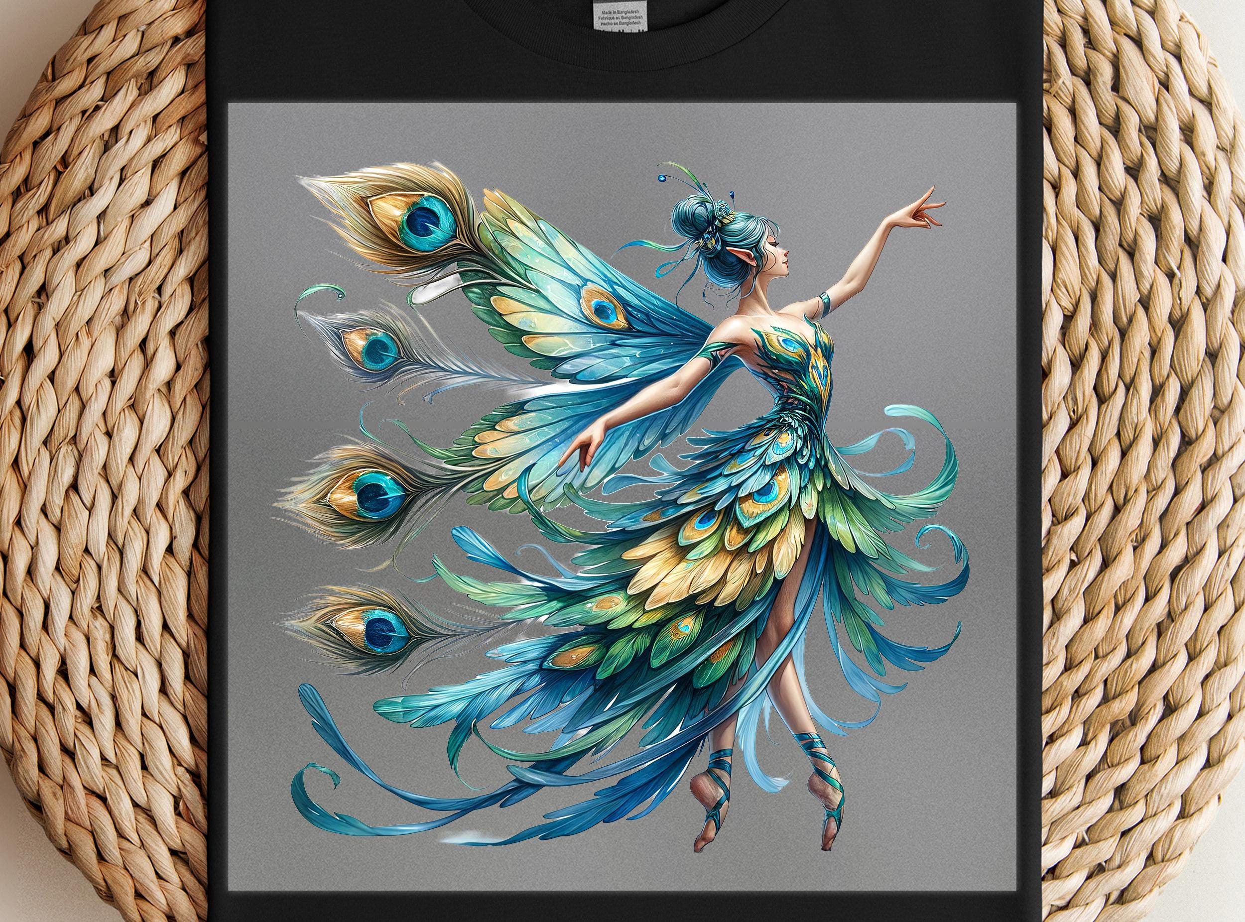 Peacock Fairy DTF Transfer: Ready to Press Shirt Art