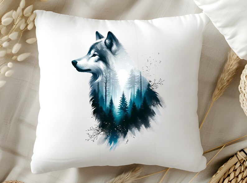 Forest Wolf DTF Transfer: Mystical Wildlife Art, DIY Iron-On image 4