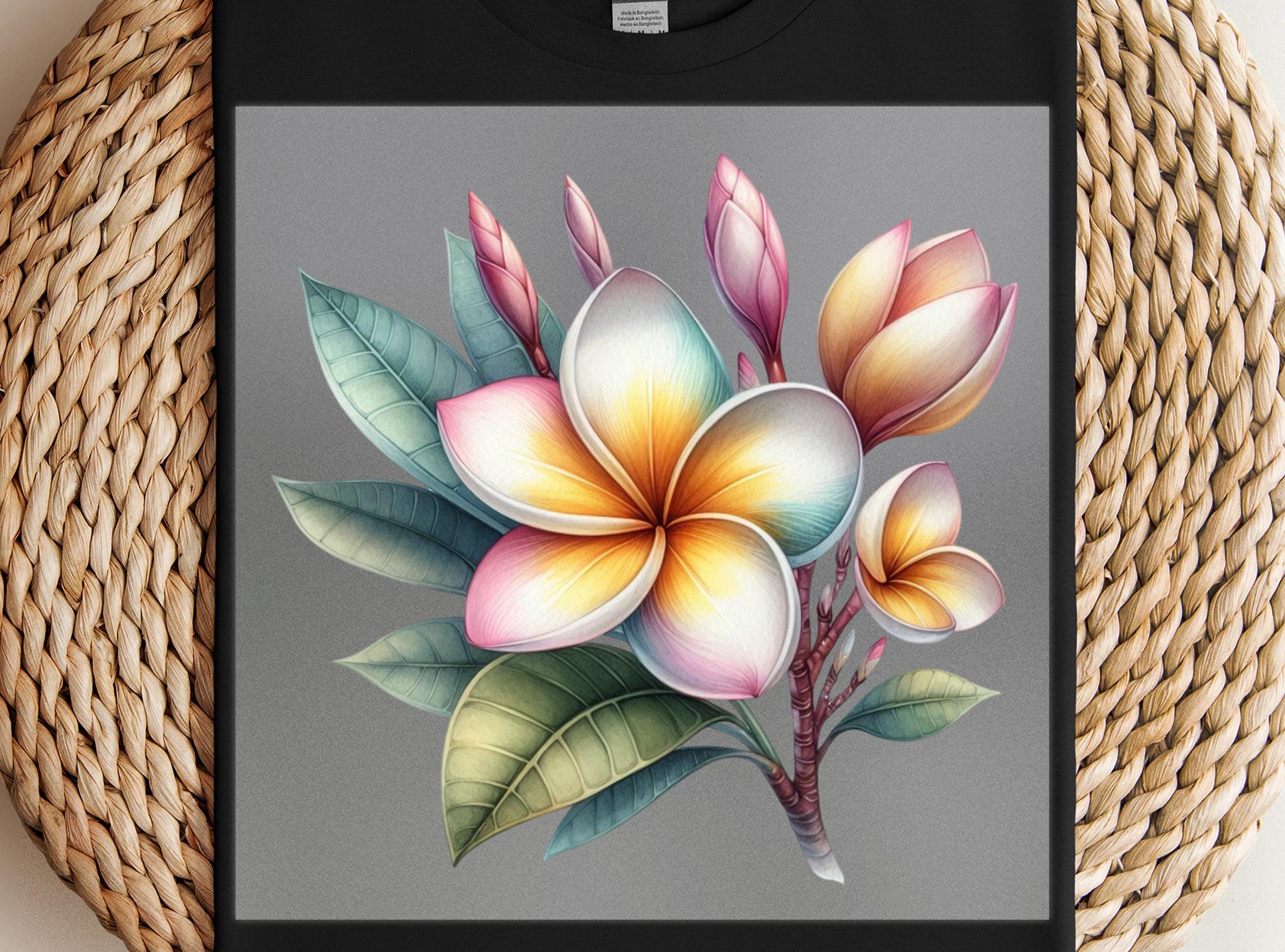 Plumeria DTF Transfer: Tropical Floral Iron-On Design