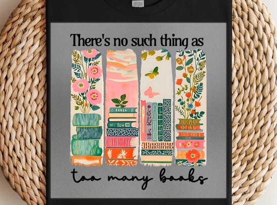 Boho Floral Book Stack DTF Transfer: Retro Reader Shirt Print