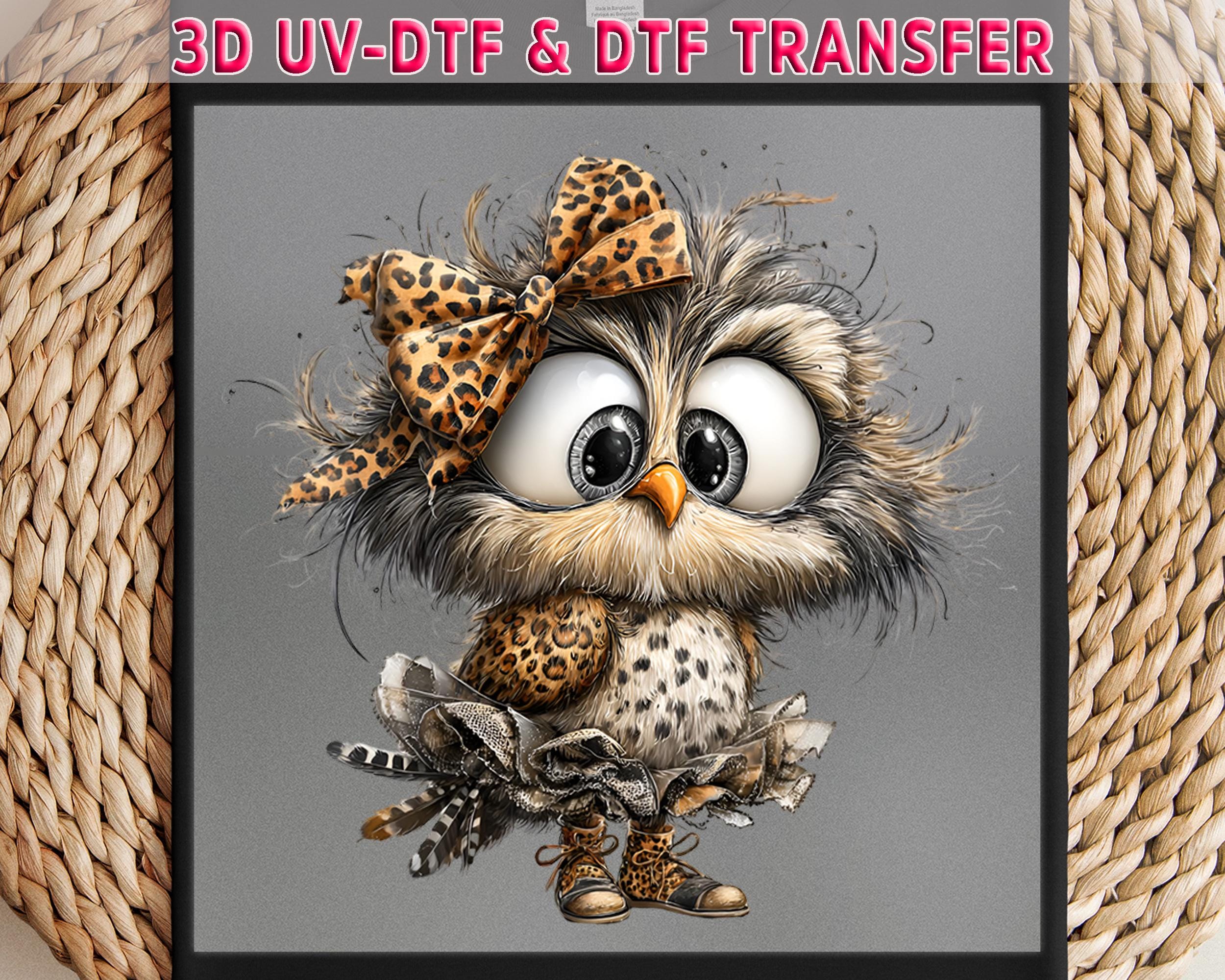 Owl DTF Transfer: Leopard Bow, Animal Shirt Design