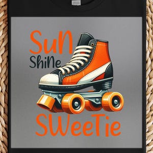 Roller Skate DTF Transfer, Retro Summer Sunshine Art, Fun 80s Aesthetic, Ready to Press, DIY Iron-On, Cute Skater Print, Vintage Vibes