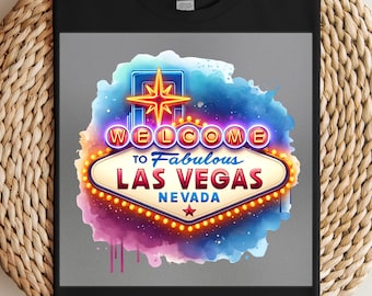 Las Vegas Sign DTF Transfer: Retro Neon Print for DIY Shirts