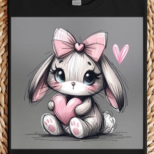 Bunny Valentine's Day DTF Transfer, Rabbit with Heart