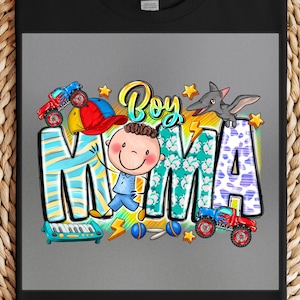 Boy Mama DTF Transfer, Cute Mom Life Print, Colorful Baby Boy Art, Playful Kids Design, Ready To Press DIY Shirt, Fun Motherhood Gift