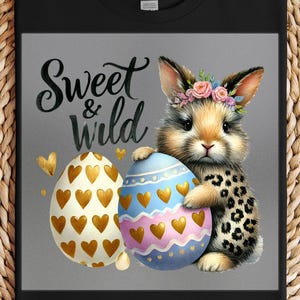 Sweet Bunny DTF Transfer, Adorable Rabbit with Heart Eggs, Ready to Press Iron-On, DIY Holiday Shirt, Whimsical Spring Look, Cute Easter Art