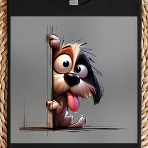 Curious Dog DTF Transfer, Funny Puppy Cartoon, Ready to Press, DIY Cute Pet Shirt, Playful Dog Art Print