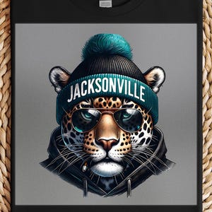Jacksonville Mascot Leopard DTF Transfer, Stylish Sports Fan Design, Ready Press, DIY Football Shirt, Easy Application, DTF for Team Apparel
