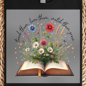 Floral Book DTF Transfer: Teacher Appreciation Iron-On