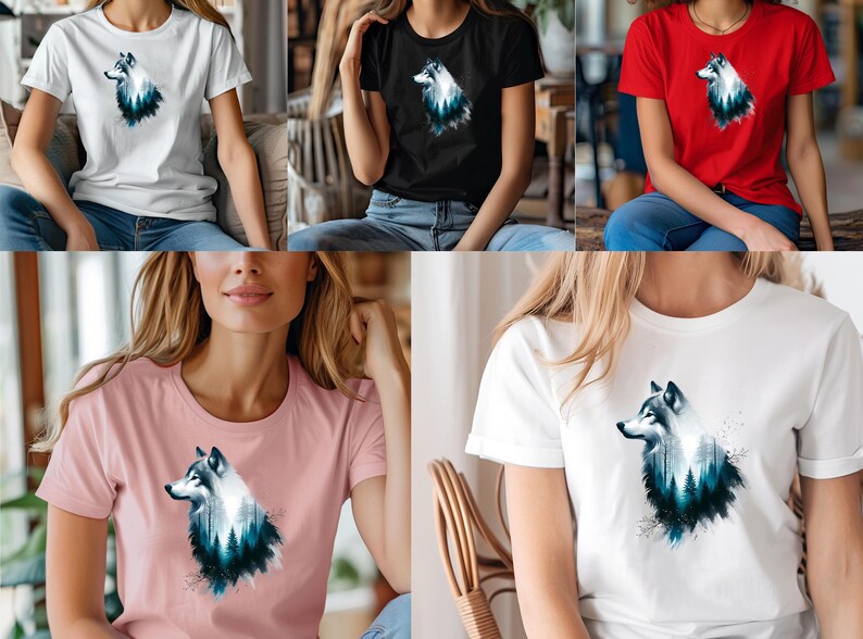 Forest Wolf DTF Transfer: Mystical Wildlife Art, DIY Iron-On image 3