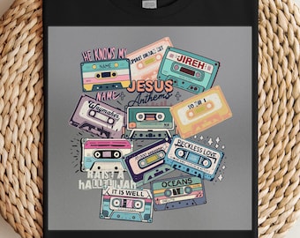Jesus Anthems DTF Transfer: Retro Cassette Christian Music Print