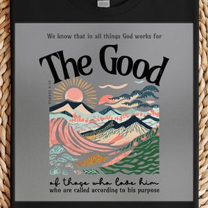 Romans 8:28 DTF Transfer, Christian Bible Verse Scenic Design