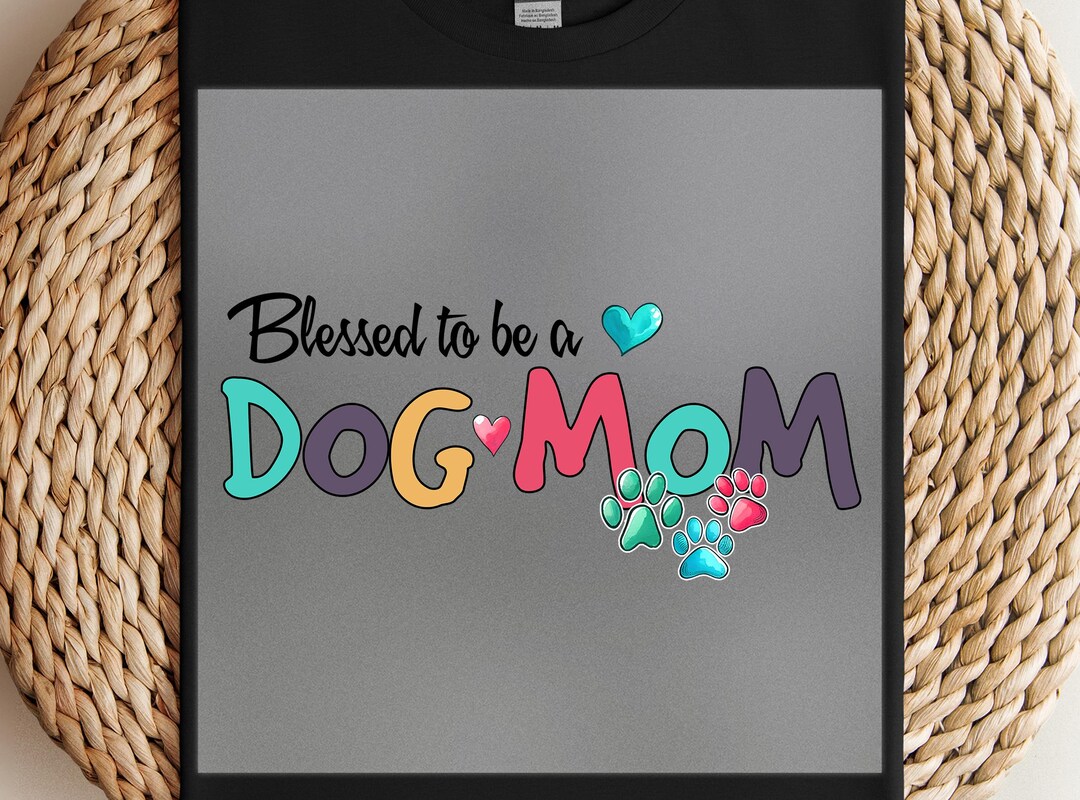 Dog Mom DTF Transfer, Colorful Heart and Paw Print Design, Ready to ...