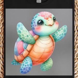 Sea Turtle DTF Transfer, Cute Watercolor Design, Ocean Animal Art, Tropical Shirt Print, Ready to Press, DIY Iron-On, Beach Vibes