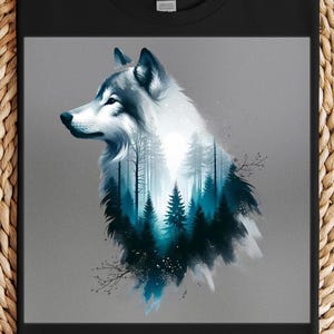 Forest Wolf DTF Transfer: Mystical Wildlife Art, DIY Iron-On image 1