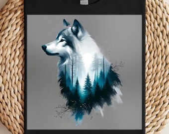 Forest Wolf DTF Transfer: Mystical Wildlife Art, DIY Iron-On