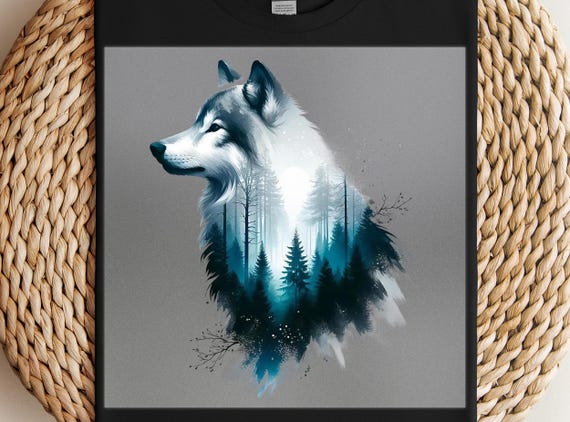 Forest Wolf DTF Transfer: Mystical Wildlife Art, DIY Iron-On
