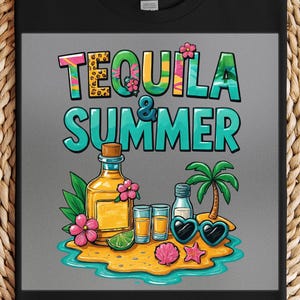 Tequila Summer DTF Transfer: Beach Party Shirt Print