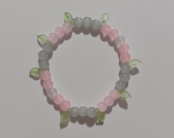 Pulsera de cuentas rosas, pulsera de la amistad, tamaño pequeño, pulsera con dijes, joyería hecha a mano, Fairycore