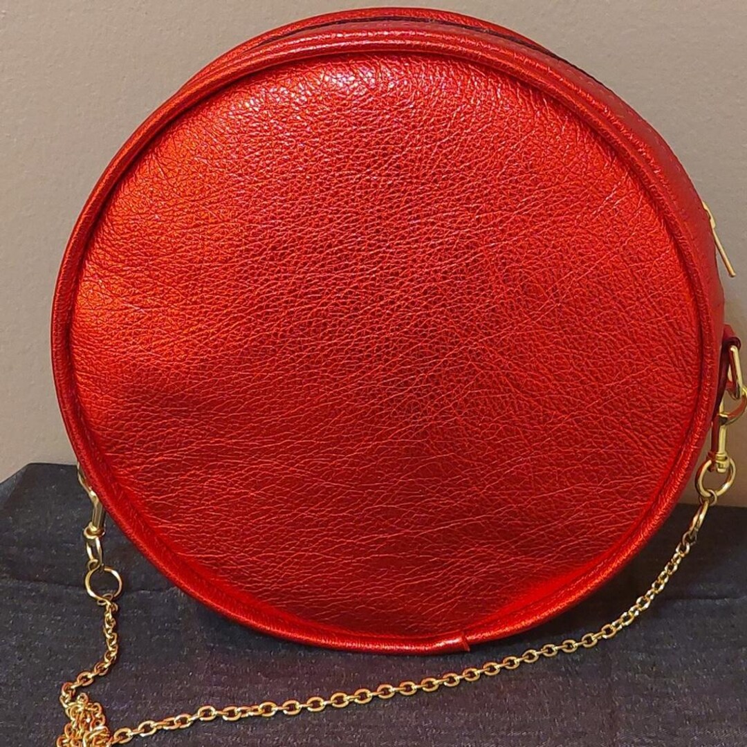 Rot Metallic Leder Disco Crossbody Bag Etsy