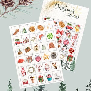 20 Christmas Bingo Cards, Printable Christmas Bingo Game for Kids and Adults, Work Holiday Bingo