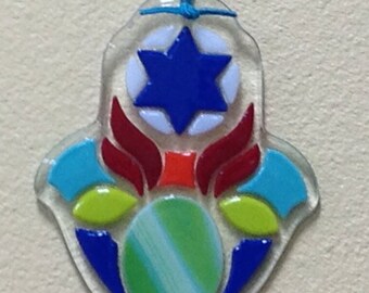 Hamsa in Fused Glass