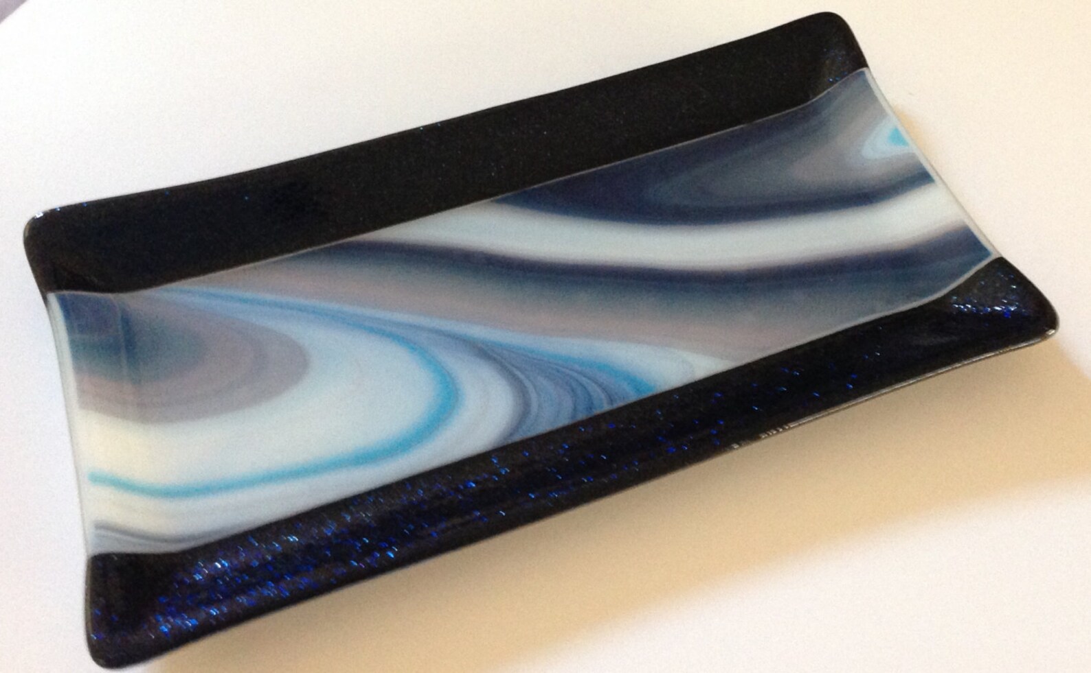 Fused Glass Serving Dishes Adventurine Blue and Blackberries Etsy