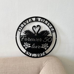 50th Anniversary Gift, Golden Anniversary, 50 Year Anniversary Sign, Wedding Anniversary Metal Wall Art, Doves Sign, Parents Anniversary