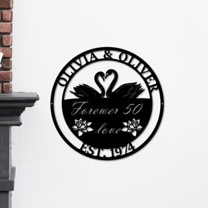50th Anniversary Gift, Parents Anniversary, Golden Anniversary, 50 Year Anniversary Sign, Wedding Anniversary Metal Wall Art, Doves Sign