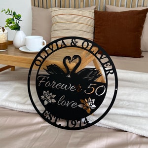 50th Anniversary Gift, Parents Anniversary, Golden Anniversary, 50 Year Anniversary Sign, Wedding Anniversary Metal Wall Art, Doves Sign