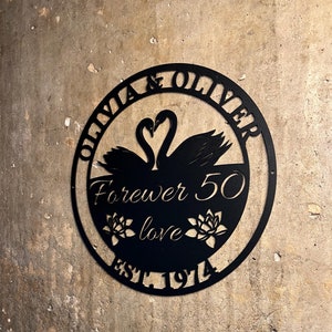 50th Anniversary Gift, Parents Anniversary, Golden Anniversary, 50 Year Anniversary Sign, Wedding Anniversary Metal Wall Art, Doves Sign