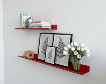 Rotes schwebendes Wandregal - Modernes Metallregal