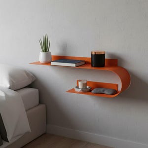 Orange Floating Bedside Shelf