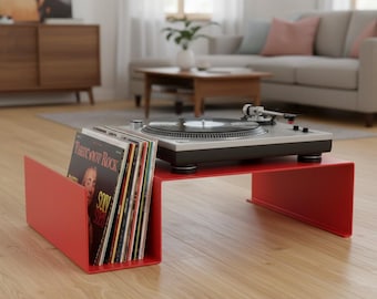 Plattenspieler mit Plattenaufbewahrung, Plattenspielertisch & LP-Organizer