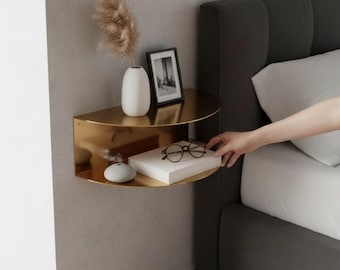 Goud zwevend nachtkastje, nachtkastje aan de muur