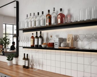 Spirituosenregal, schwebendes Metallwandregal für Whisky & Spirituosen