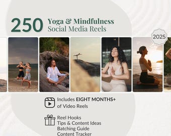 250 Yoga Mindfulness Social Media Reels for Wellness Creator, Yoga Influencer, Holistic Branding Kit, Mindfulness Reels, Mindfulness Posting