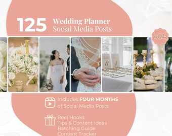 125 Wedding Planner Posts | Wedding Planner Post Templates | Wedding Marketing | Wedding Pinterest | Wedding Aesthetics | Wed Design Insta
