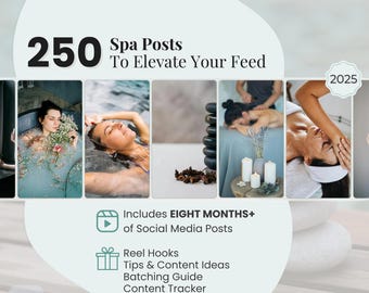 250 Spa Posts for Brands and Wellness Creators, Holistic Branding Kit, Spa Posting, Mindfulness Posting, Skincare, Massage Therapist