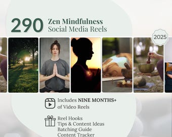 290+ Zen Mindfulness Social Media Reels Template Canva for Wellness Creators, Holistic Branding Kit, Mindfulness Posting, Mindfulness Reels