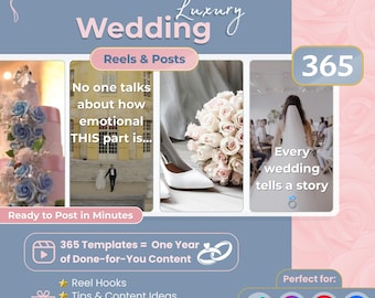 365 Wedding Reels & Posts | Elegant Wedding Social Media Template for Brides, Planners, Creators | Instagram TikTok Content | Canva Editable