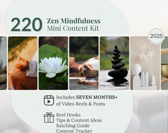 220 Zen Mindfulness Social Media Template Canva for Wellness Creator, Holistic Branding Kit, Mindfulness Posting, Mindfulness Reels