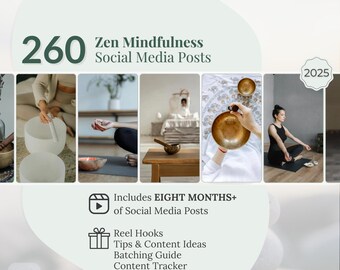 260+ Zen Mindfulness Social Media Post Template Canva for Wellness Creator, Holistic Branding Kit, Mindfulness Post, Mindfulness Posting
