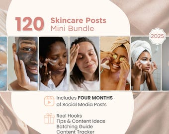 120+ Skincare Posts Mini Bundle for Estheticians, Skincare Brands, TikToker Template, SkincareContent, Esthetician Content, Skincare Posting