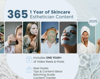365 One Year Skincare Bundle for Estheticians & Skincare Brands, TikToker Template, SkincareContent, Esthetician Content, Skincare Posting