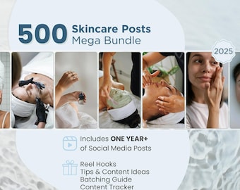 500 Skincare Posts Mega Bundle for Estheticians & Skincare Brands, TikToker Template, SkincareContent, Esthetician Content, Skincare Posting