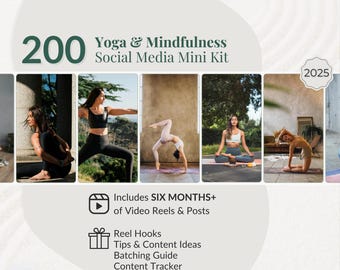 200 Yoga Mindfulness Mini Social Media Kit for Wellness Creators, Yoga Influencers & Brands, Holistic Branding Kit, Mindfulness Reels Posts