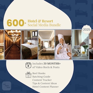 600+ Hotel Social Media Posts & Reels | Templates for Hotels and Resorts | Instagram + TikTok Content | Editable Travel Marketing Templates